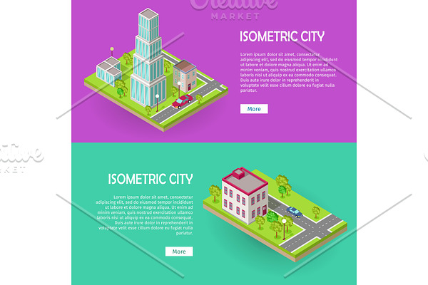 Isometric City Buildings Vector Web