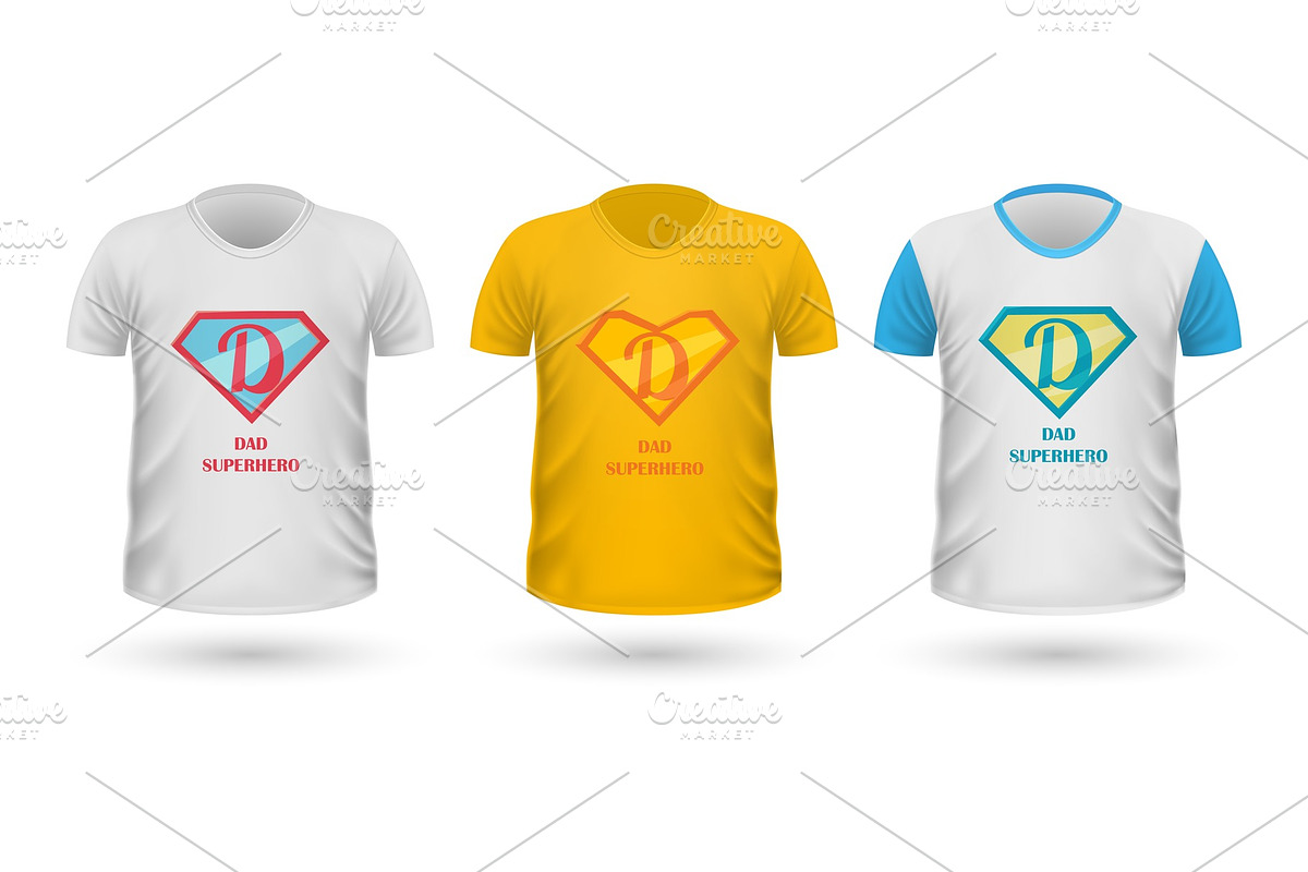Dad Superhero T-shirt Front View in Illustrations - product preview 8