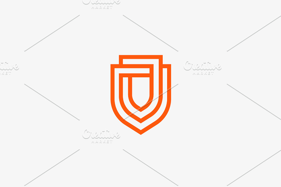 Linear shield vector logo. Line in Logo Templates - product preview 8
