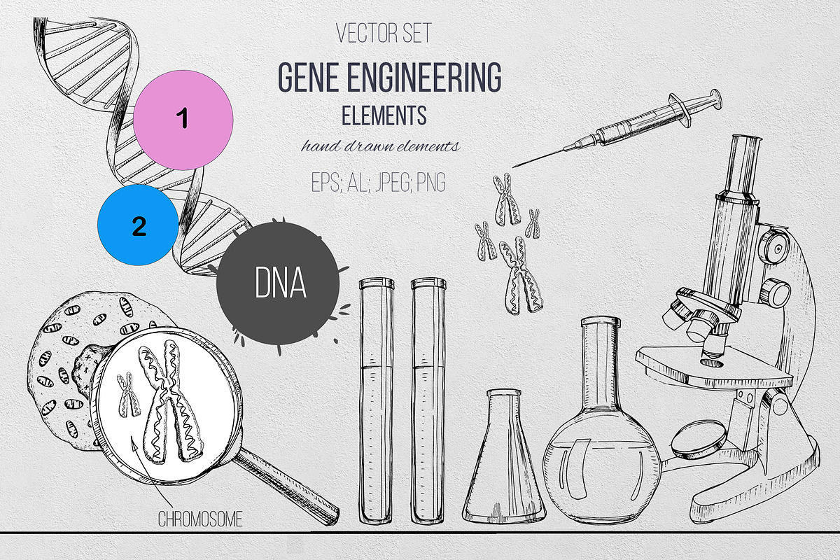 Hand drawn GENE ENGINEERING vector in Illustrations - product preview 8