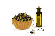 Vector basket with ripe olives