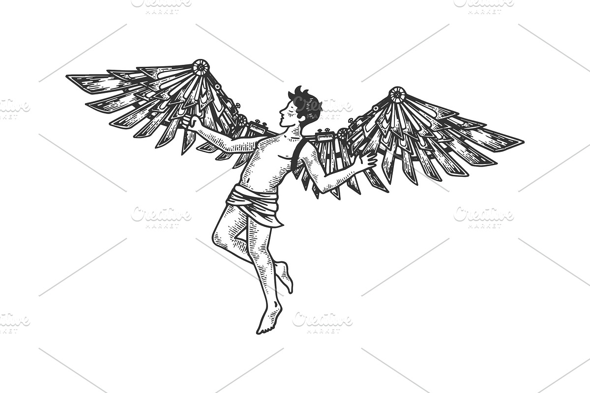 Icarus Greek mythology engraving in Illustrations - product preview 8