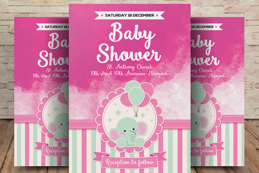 Modern Baby Shower Invitation in Card Templates - product preview 8