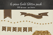 Gold Glitter Vectro PNG 6 Pack
