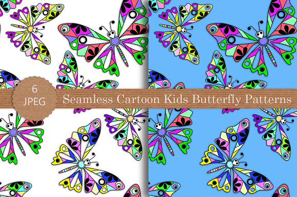 Seamless Cartoon Butterfly Pattern in Patterns - product preview 1