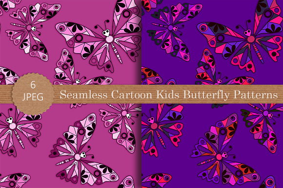 Seamless Cartoon Butterfly Pattern in Patterns - product preview 2