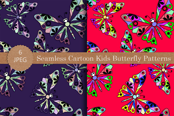 Seamless Cartoon Butterfly Pattern in Patterns - product preview 3