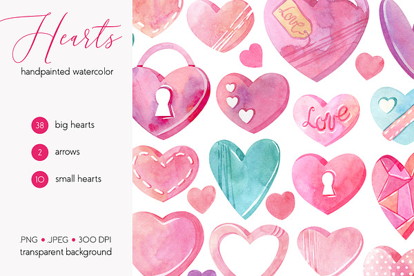 Watercolor Hearts Collection