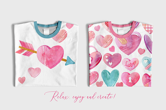 Watercolor Hearts Collection in Objects - product preview 1