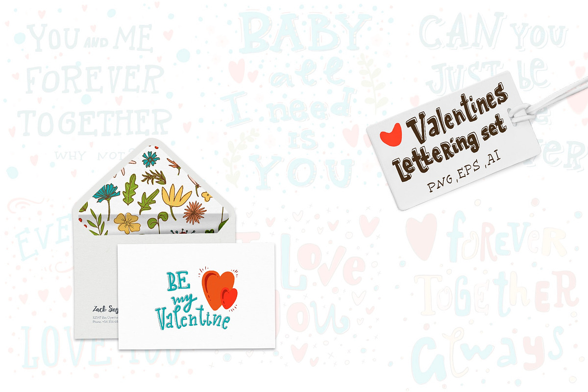 Valentines lettering set in Graphics - product preview 8