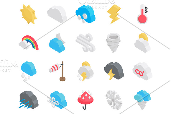35 Weather Isometric Icons in Icons - product preview 1