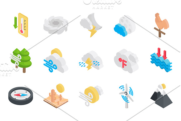 35 Weather Isometric Icons in Icons - product preview 2