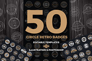 50 Vintage Round Badge & Logo