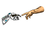 Hand touch. Android and human