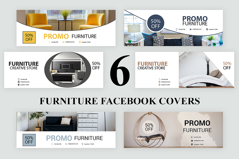 6 Furniture Facebook Covers in Facebook Templates - product preview 8