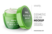 Cosmetic cream mockup / half opened