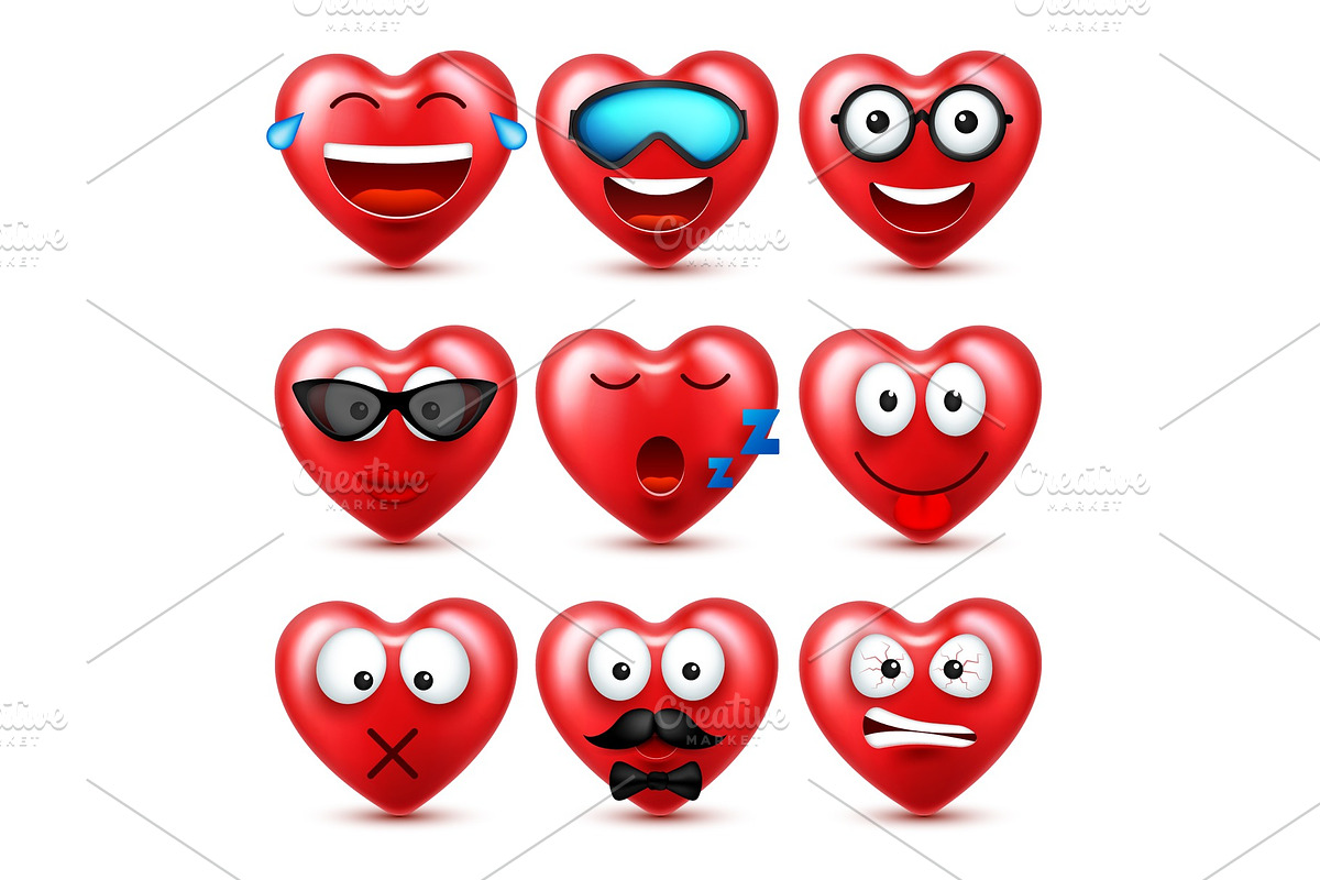 Heart Smiley Emoji Vector Set For in Objects - product preview 8