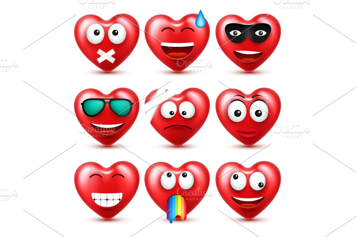 Heart Smiley Emoji Vector Set For in Objects - product preview 8