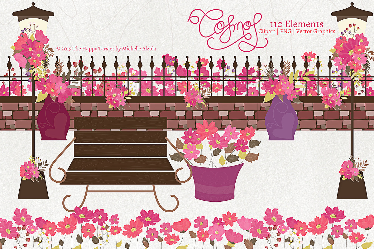 Cosmos 01 - Flower Clipart &Vector in Illustrations - product preview 8