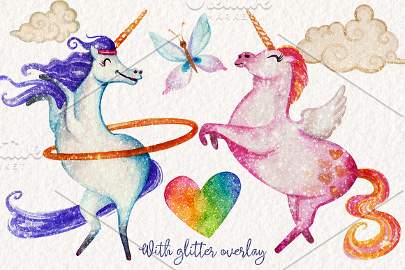 Watercolor Unicorns Graphics in Illustrations - product preview 3