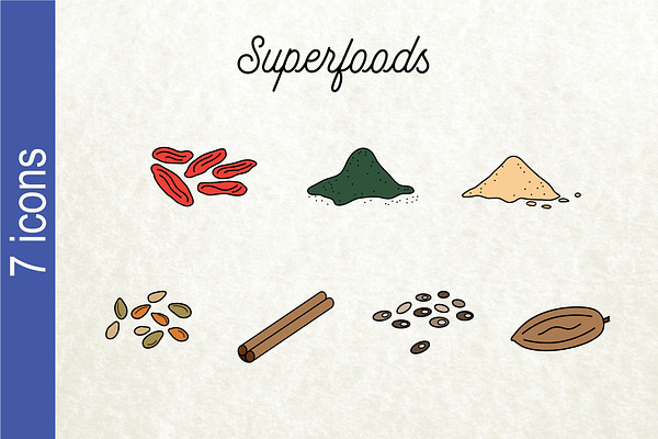 Vegan Superfoods Icon Set