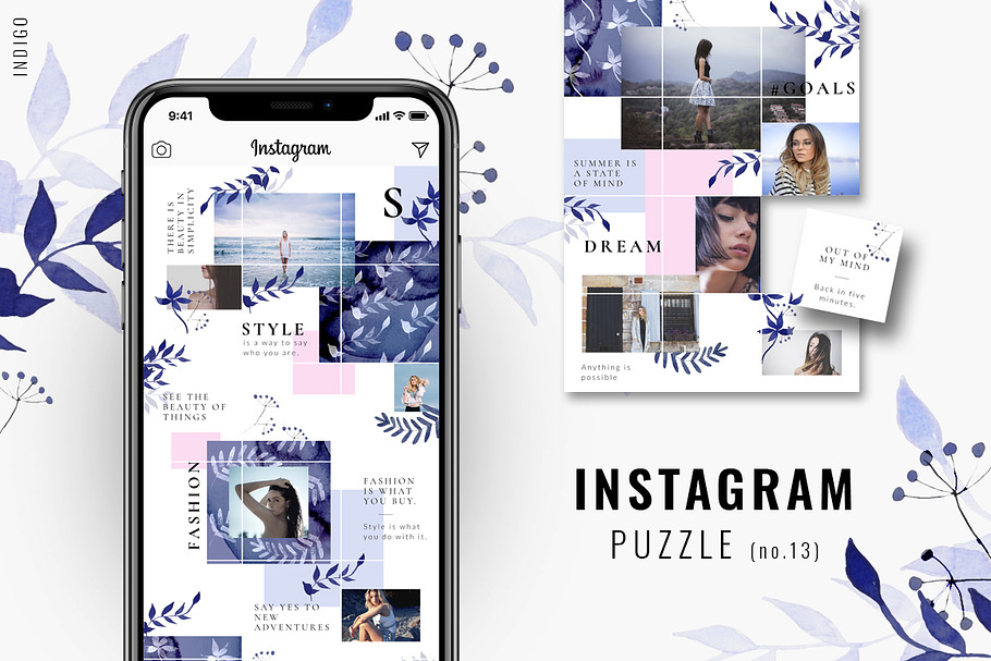 Instagram PUZZLE template - Indigo in Instagram Templates - product preview 8