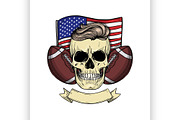 Sketch color skull american football