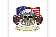 Sketch color skull american football