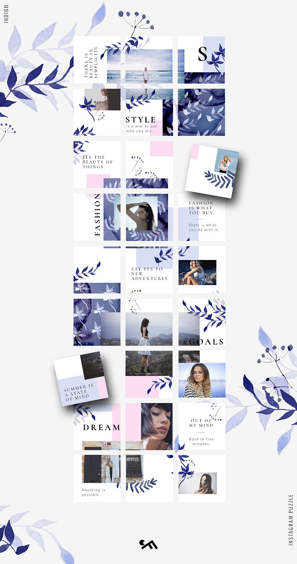 Instagram PUZZLE template - Indigo in Instagram Templates - product preview 4
