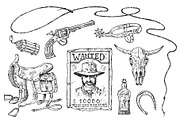 Set of cowboys. Western icons