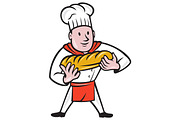 Baker Holding Bread Loaf Isolated Ca