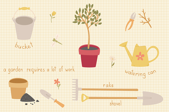 Spring Gardening Hand Drawn Bundle in Illustrations - product preview 3