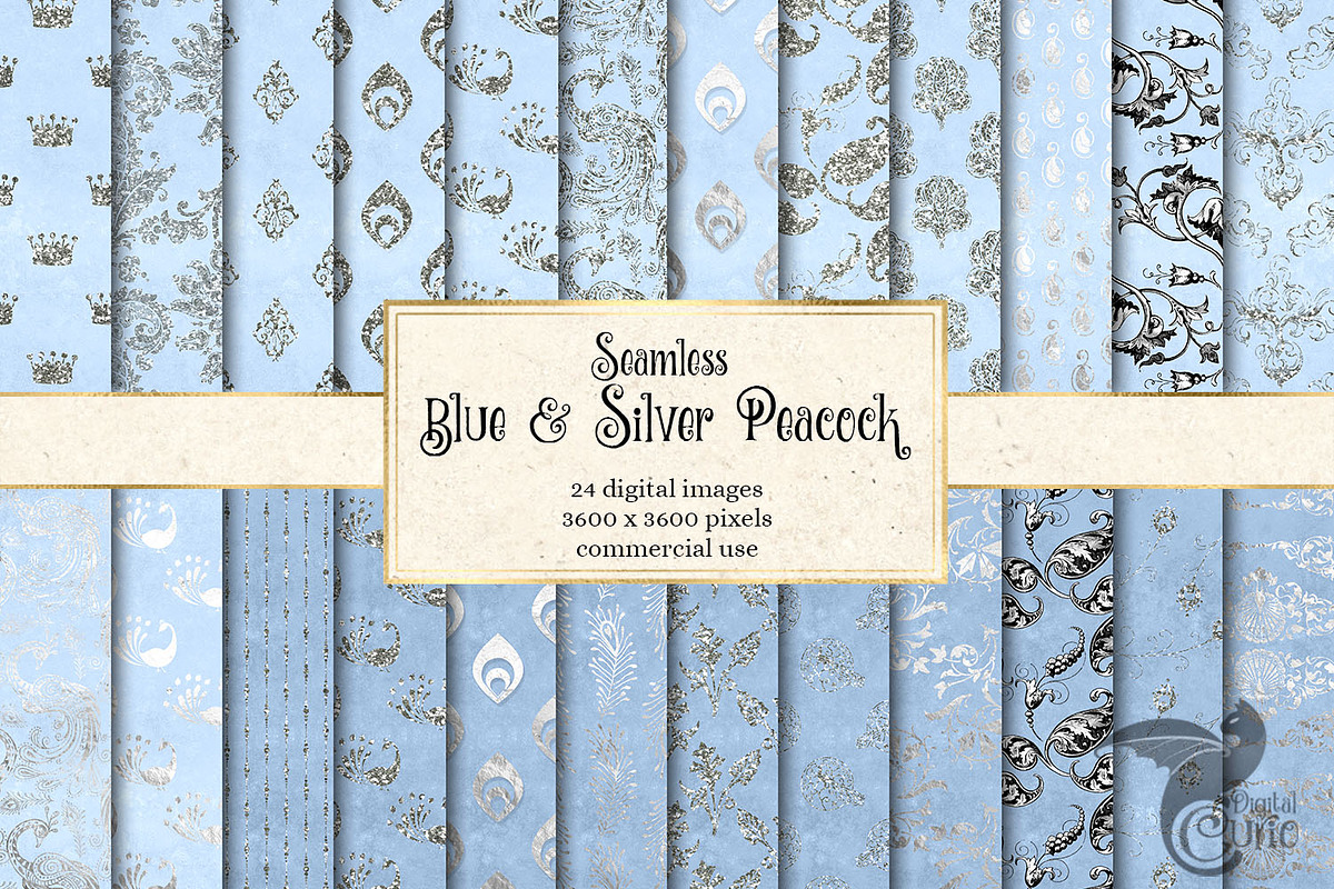 Blue and Silver Peacock Patterns in Patterns - product preview 8