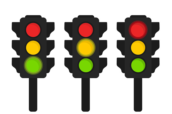 Traffic lights flat vector icon