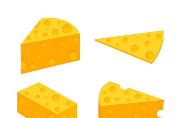 Pieces of cheese. Flat vector 