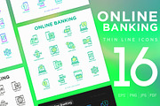 Online Banking | 16 Thin Line Icons