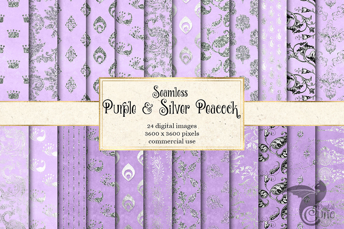 Silver & Purple Peacock Patterns in Patterns - product preview 8