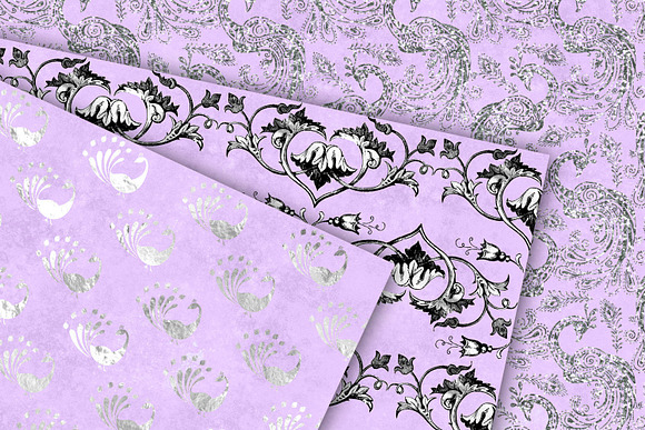 Silver & Purple Peacock Patterns in Patterns - product preview 1