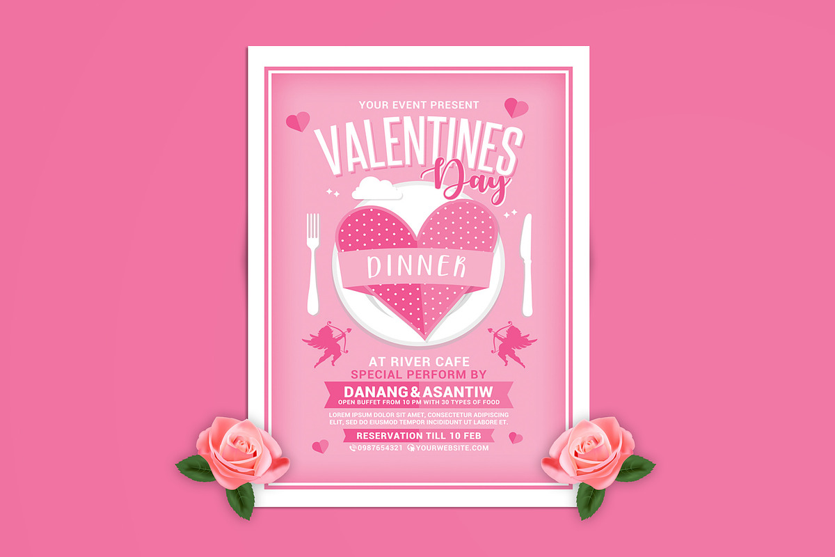 Valentines Day Dinner in Flyer Templates - product preview 8