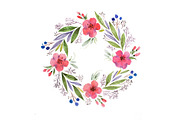 Romantic floral garland hand drawn