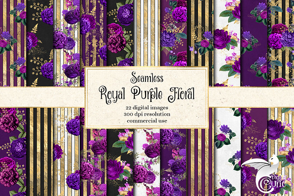 Royal Purple & Gold Floral Patterns