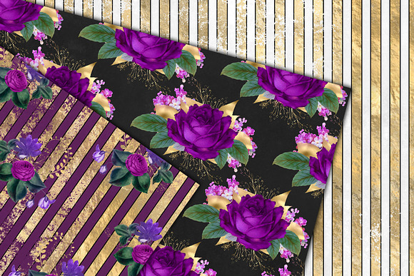 Royal Purple & Gold Floral Patterns in Patterns - product preview 1