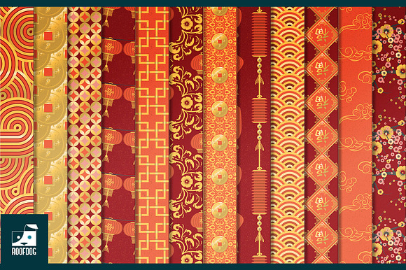 Chinese Lunar New Year digital paper in Patterns - product preview 1