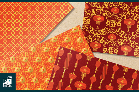 Chinese Lunar New Year digital paper in Patterns - product preview 3