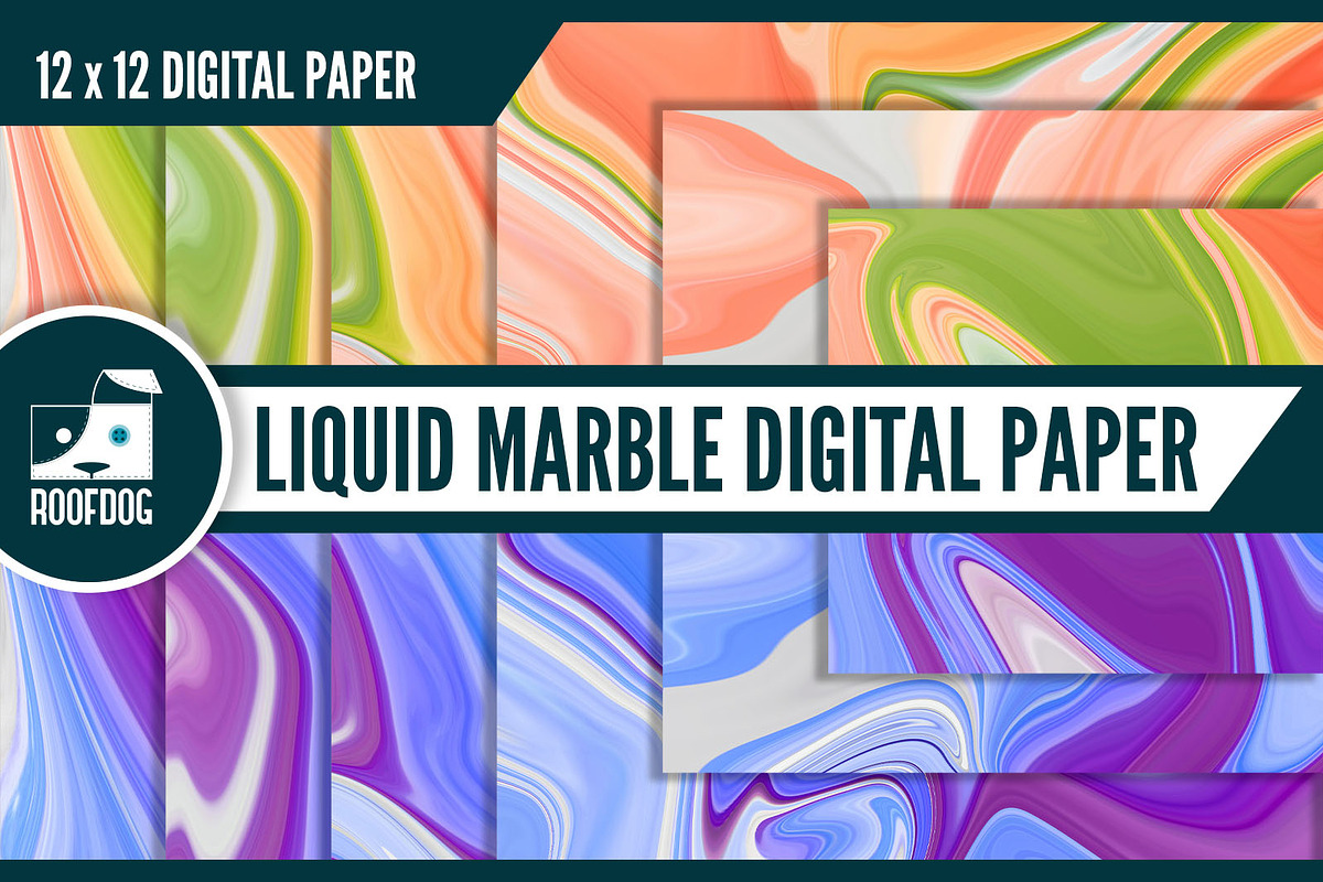 Summer Liquid Marble Digital Paper in Textures - product preview 8