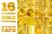16 seamless gold textures. High res.