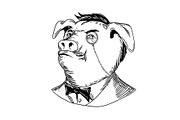 Aristocratic Pig Monocle Black and W