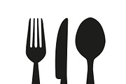 Knife, fork and spoon icon vector