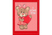I Love You Poster with Bear Female