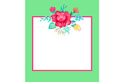 Banner with Flowers and Frame Vector